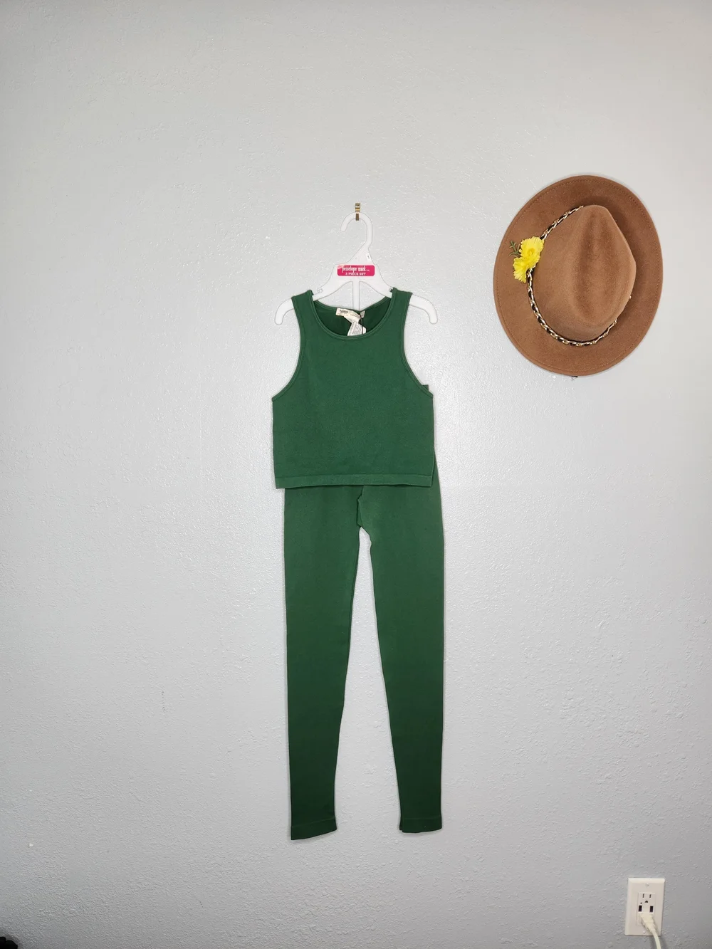 NWT Pull&Bear Green Ribbed Tank Top&Leggings Matching Set